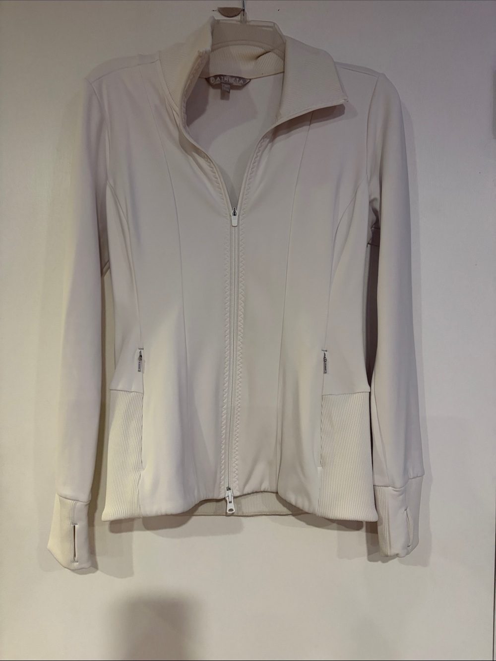 Athleta Cream Zip-Front Bomber Jacket for Women